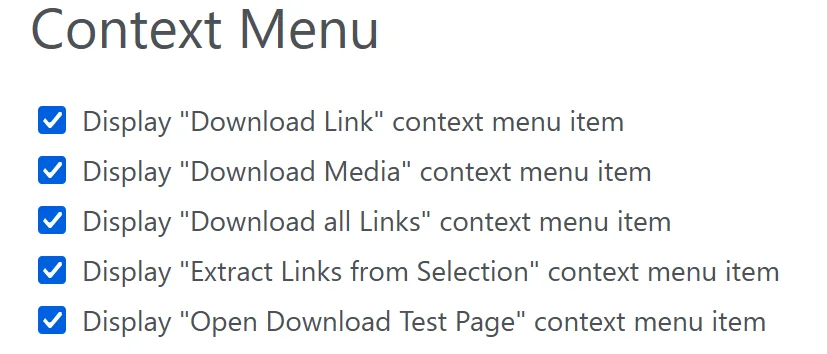 Context menu options