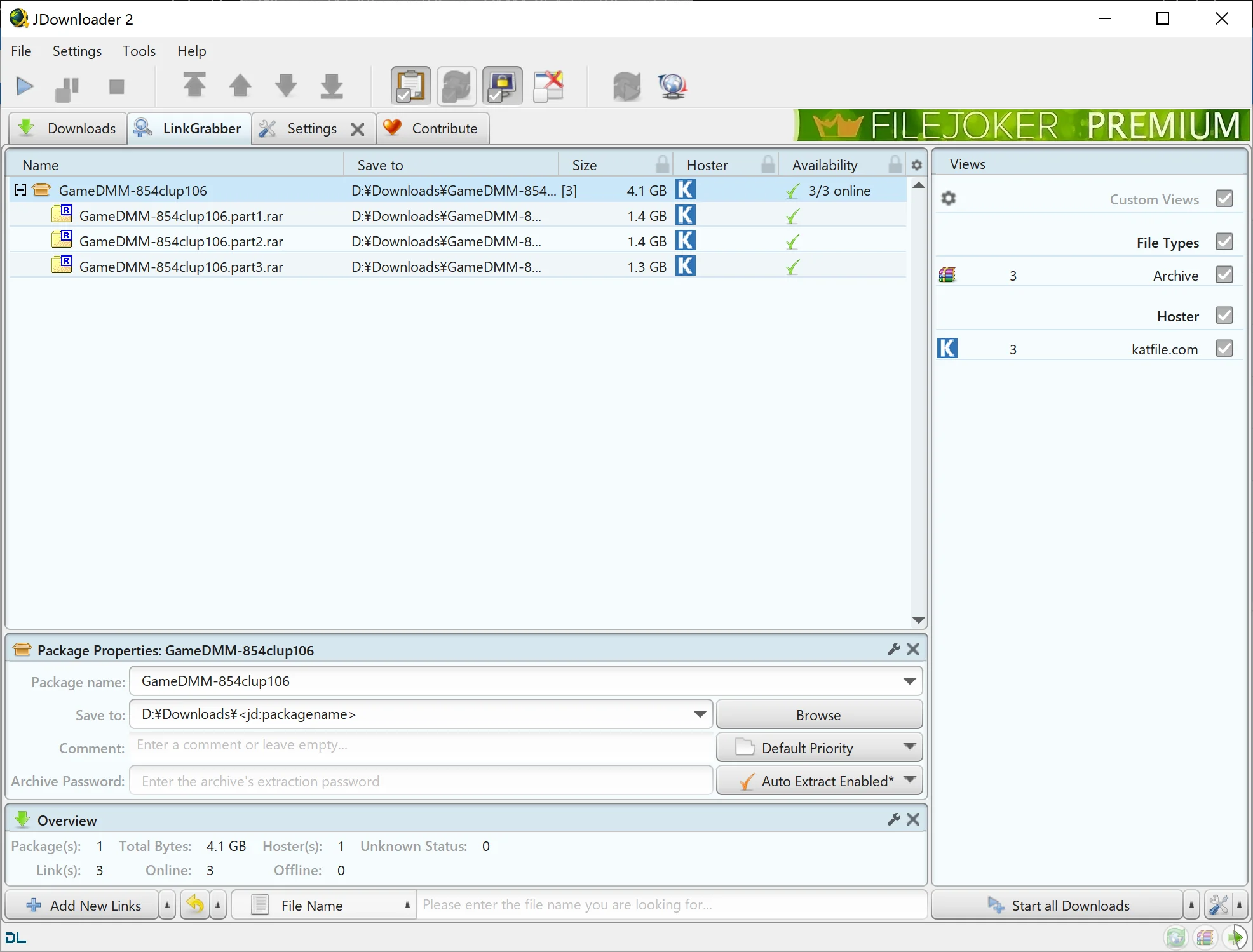 Jdownloader downloads screen