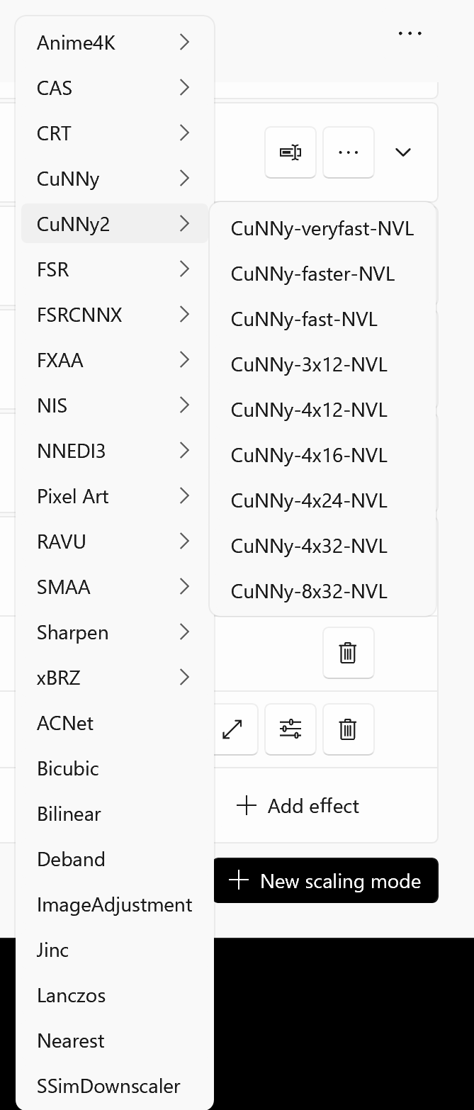 Available scaling modes in Magpie