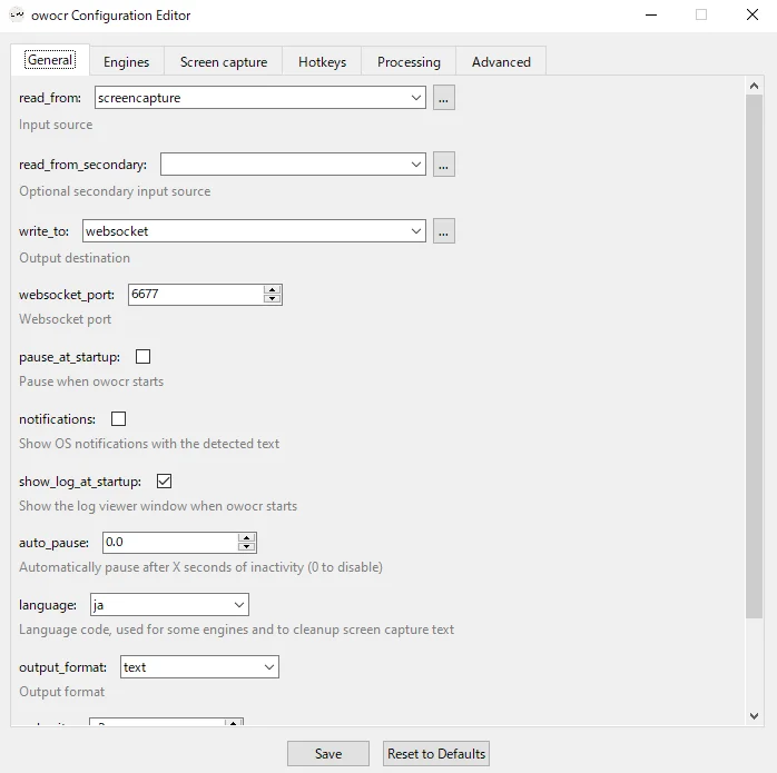 OwOCR Configuration Editor